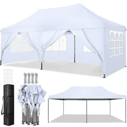 NEW GVDV 10' x 20' Pop up Canopy Tent Party Tent Outdoor Event Instant Tent Gazebo with Removable Sidewalls and Carry Bag, White
