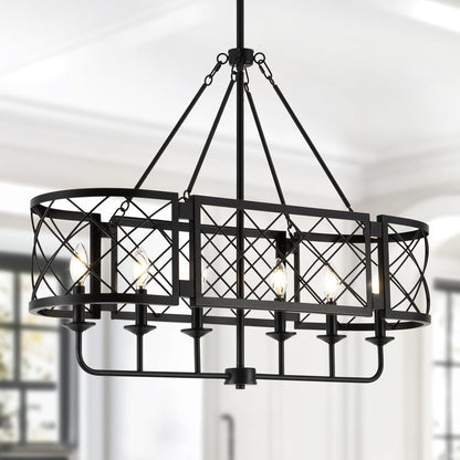 35" Farmhouse Pendant Light Fixtures for Dining Room Linear Black Kitchen Island Lighting Modern Rustic Chandelier for Living Room Foyer