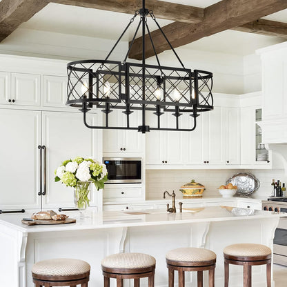 35" Farmhouse Pendant Light Fixtures for Dining Room Linear Black Kitchen Island Lighting Modern Rustic Chandelier for Living Room Foyer