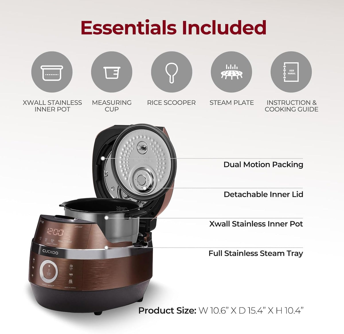 CUCKOO CRP-JHR0609F 6-Cup (Uncooked) / 12-Cup (Cooked) Induction Heating Pressure Rice Cooker with Nonstick Inner Pot