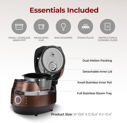 CUCKOO CRP-JHR0609F 6-Cup (Uncooked) / 12-Cup (Cooked) Induction Heating Pressure Rice Cooker with Nonstick Inner Pot