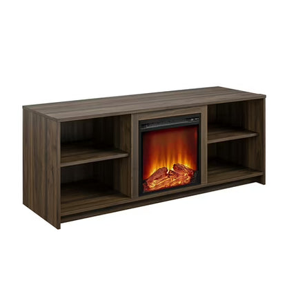 Mainstays Fireplace TV Stand for 65" TV, Walnut