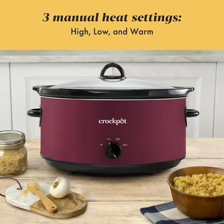 Crock-Pot Manual 8-Quart Slow Cooker, Rhubarb