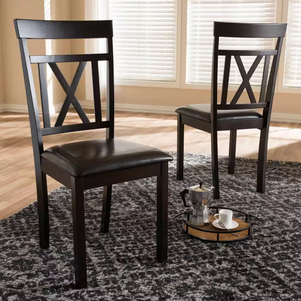 Rosie Dark Brown Faux Leather Dining Chair (4)