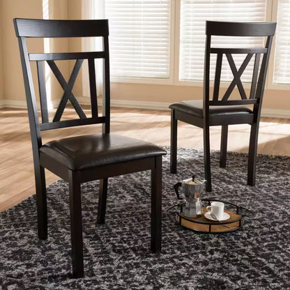 Rosie Dark Brown Faux Leather Dining Chair (4)