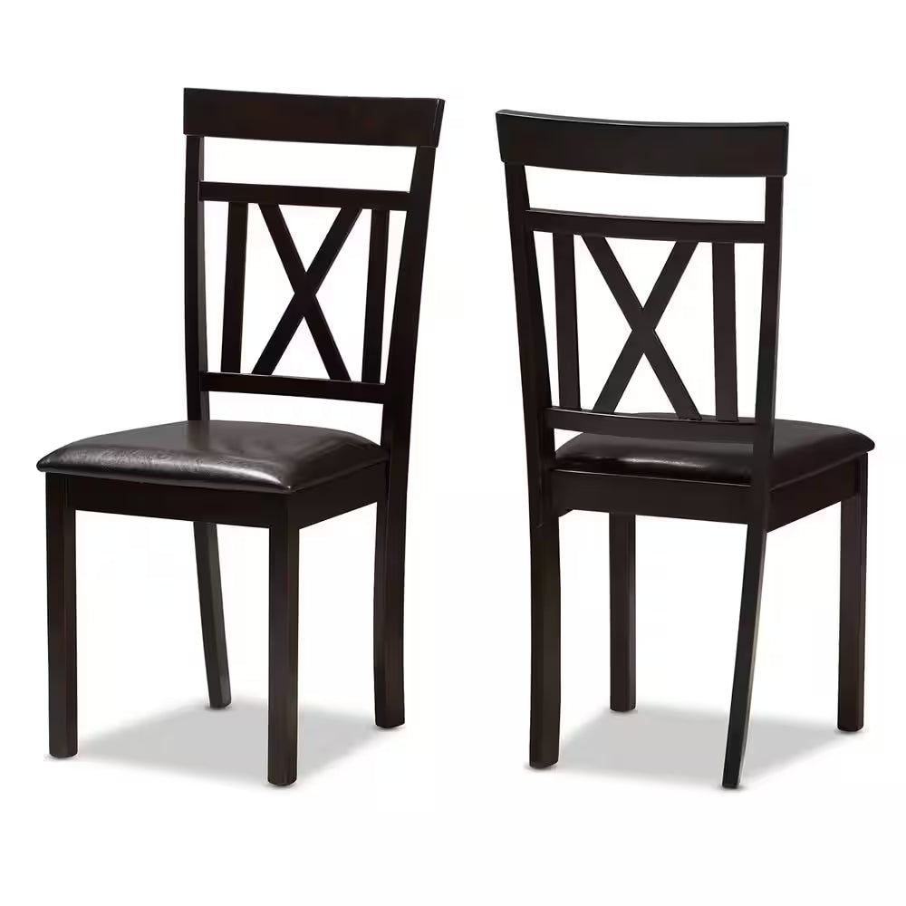 Rosie Dark Brown Faux Leather Dining Chair (4)