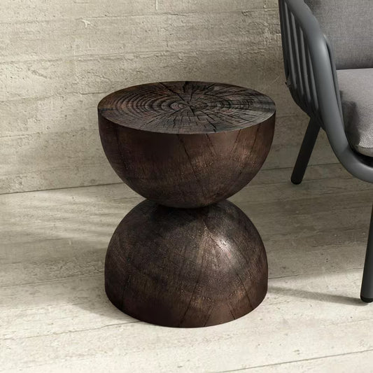 NEW Alina 14.5 in. Round Fiber Clay End Table - Dark Brown Finish for Indoor or Outdoor