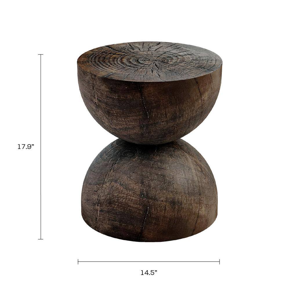 NEW Alina 14.5 in. Round Fiber Clay End Table - Dark Brown Finish for Indoor or Outdoor
