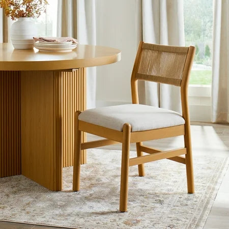 NEW Better Homes & Gardens Lillian Fluted Dining Chairs 2 Pack, Pine and Cream