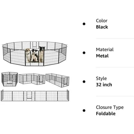 Waleaf Heavy Duty Dog Playpen for Outdoor, 8 Panels 24/32/40 Height x 32 Width,Portable Dog Playpen Puppy Playpen for Large Dog Exercise Pen for Indoor Outdoor,Pet Playpen Fence for Yard,RV