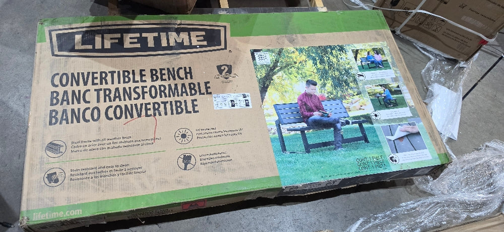 Lifetime Outdoor Convertible Bench, Harbor Gray