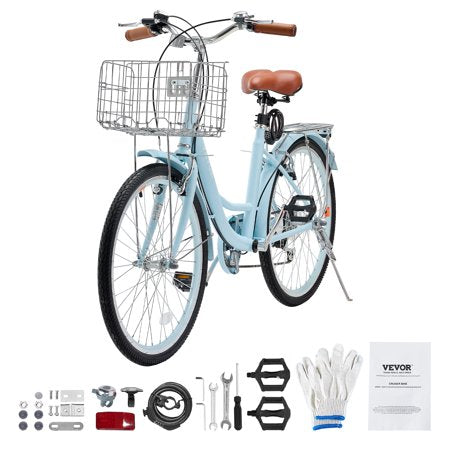VEVOR Cruiser Bike, 7-Speed, 24-Inch