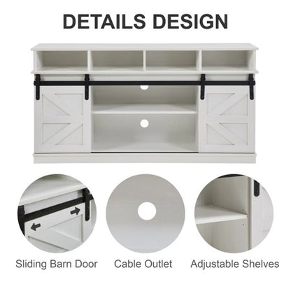 MAYEERTY 65” TV Stand with Sliding Door, White