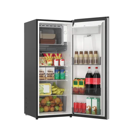 Galanz 6.5 Cu ft One Door Refrigerator, with Water Dispenser, Stainless Steel Look, Estar, New
