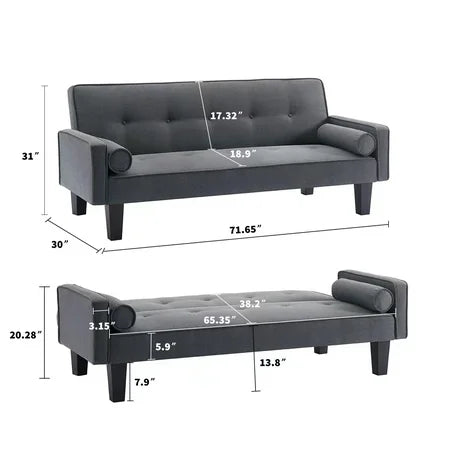 Leumius 72 Convertible Loveseat Sofa Bed Sleeper Daybed,Modern Upholstered Folding Recliner