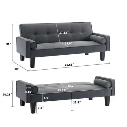Leumius 72 Convertible Loveseat Sofa Bed Sleeper Daybed,Modern Upholstered Folding Recliner