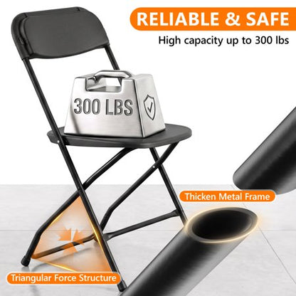 HAILIMU 4-Pack Black Folding Chairs, 300 lb