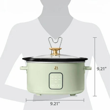 Beautiful 4Qt Slow Cooker with Touch-Activated Display, Sage Green by Drew Barrymore