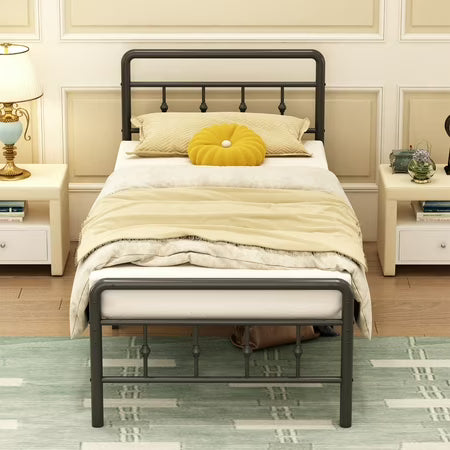 Maenizi 16" Tall Twin Bed Frame, Black