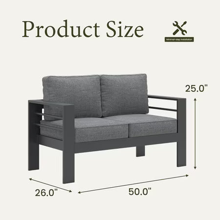 LayinSun Aluminum Outdoor Loveseat, 2-Seater