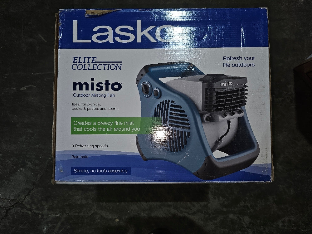 Lasko 15 inch Pivoting Misto Outdoor Misting Fan with GFCI Cord and 3 Speeds, 7054, Blue and Gray