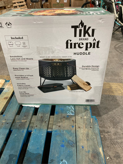 TIKI 25.5 in. W Metal Round Wood Fire Pit