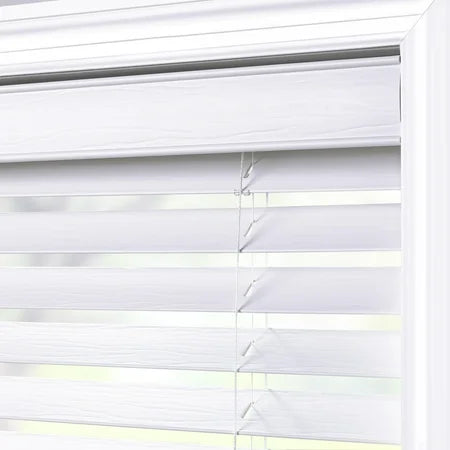 NEW Better Homes & Gardens 2 Cordless Faux Wood Horizontal Blinds, White, 58 W x 64 L