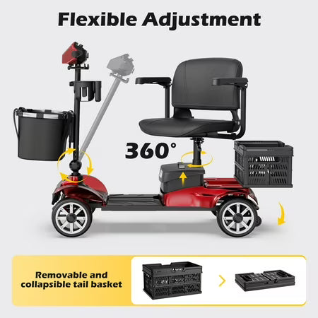 EAGLOG 4-Wheel Mobility Scooter, Battery, Red