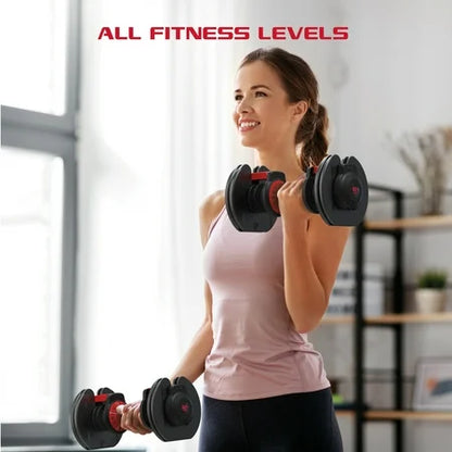 FitRx Adjustable Dumbbells, 52.5lb SmartBell Dumbbell Set with Quick-Select Weights for Home Gym