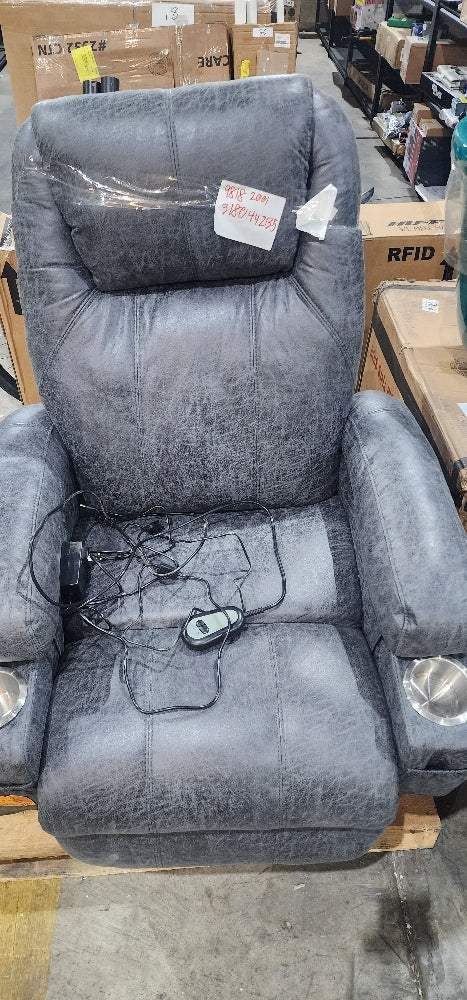 Power Lift Recliner Chair (Leathaire) Grey