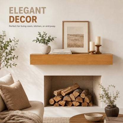 48 Inch Fir Wood Mantel Shelf, Wall Mounted