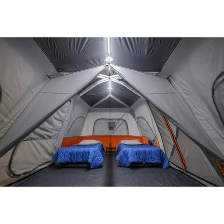 NEW IN BOX Ozark Trail 12 Person Instant Cabin Tent with Integrated LED Lights, 3 Rooms, 47.87 lbs