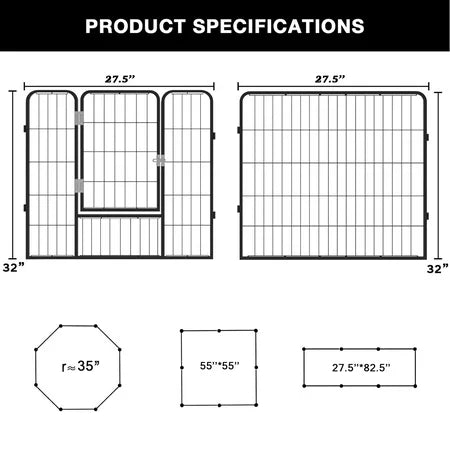 Waleaf Heavy Duty Dog Playpen for Outdoor, 8 Panels 24/32/40 Height x 32 Width,Portable Dog Playpen Puppy Playpen for Large Dog Exercise Pen for Indoor Outdoor,Pet Playpen Fence for Yard,RV