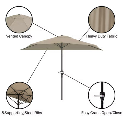 Pure Garden 9ft Half Umbrella for Balcony, Porch