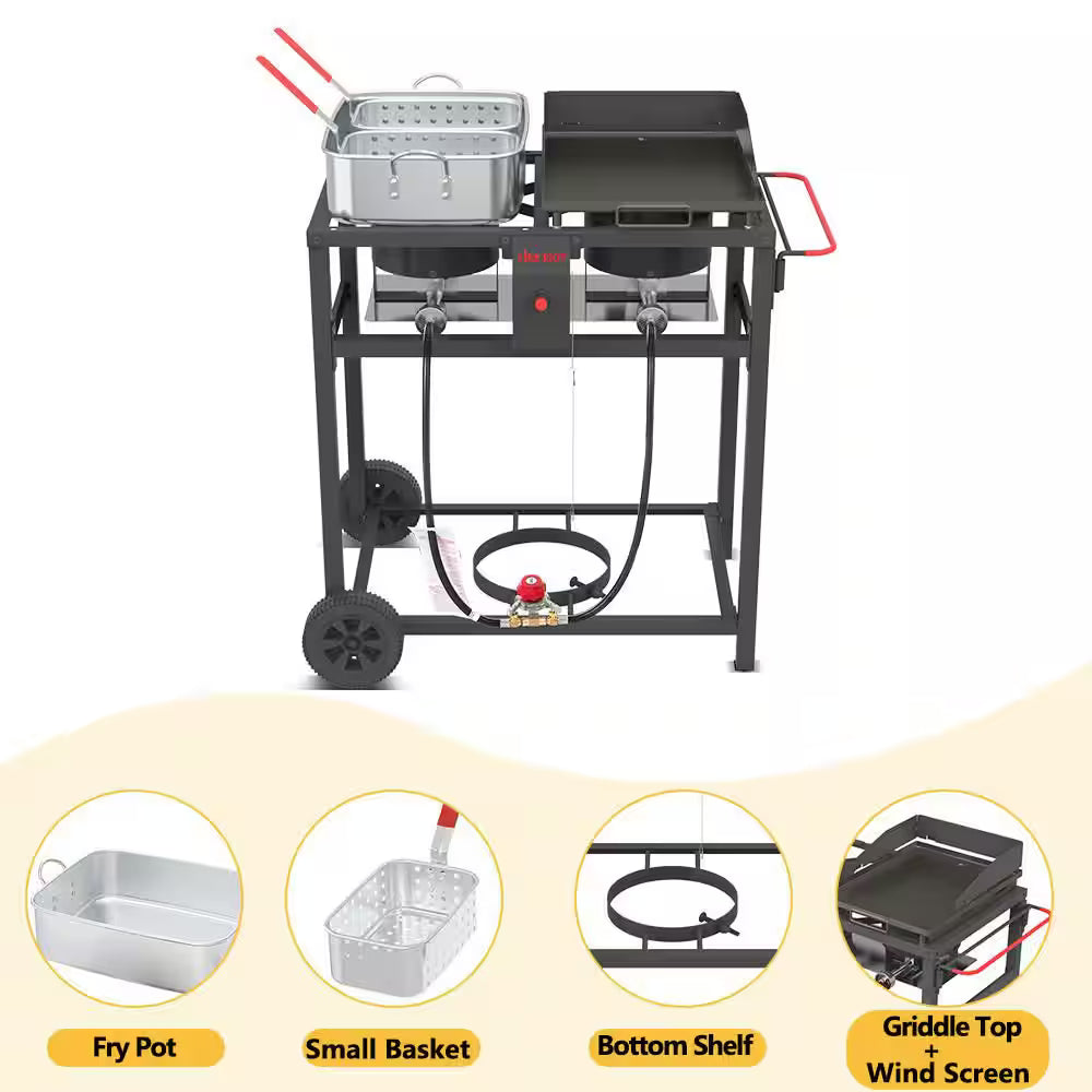 Double Deep fryer & Portable Griddle Combo