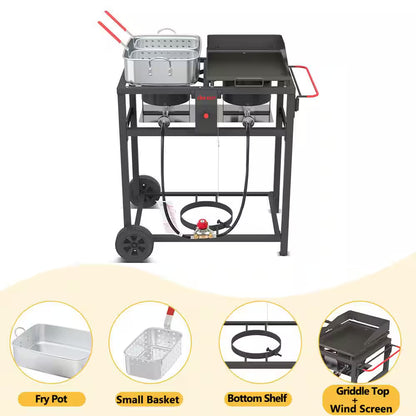 Double Deep fryer & Portable Griddle Combo