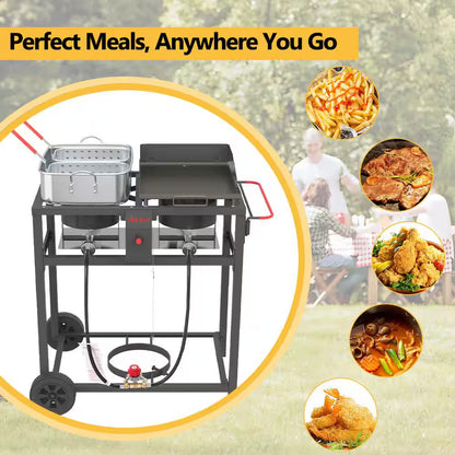 Double Deep fryer & Portable Griddle Combo
