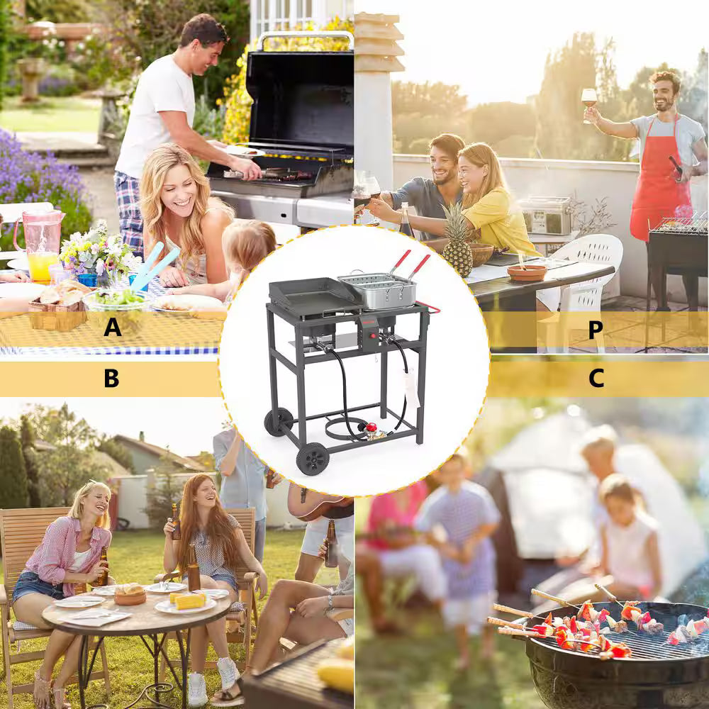 Double Deep fryer & Portable Griddle Combo