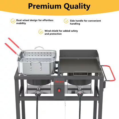 Double Deep fryer & Portable Griddle Combo