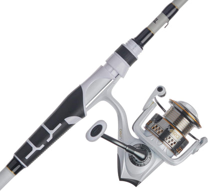 Abu Garcia 7’ Max Pro Fishing Rod and Reel Spinning Combo, 6 +1 Ball Bearings with Lightweight Graphite Body & Rotor, Extra Durable Everlast Bail System,Grey