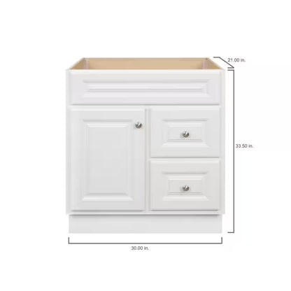 Hampton 30in Bath Vanity Cabinet White