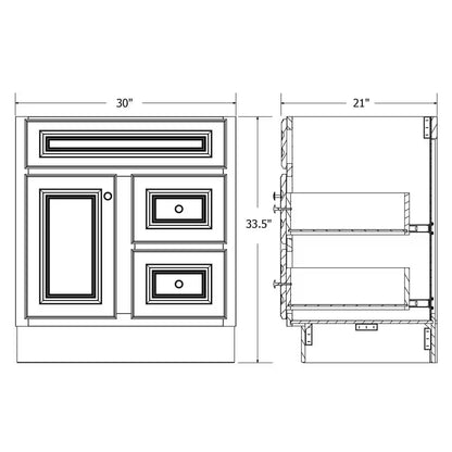 Hampton 30in Bath Vanity Cabinet White