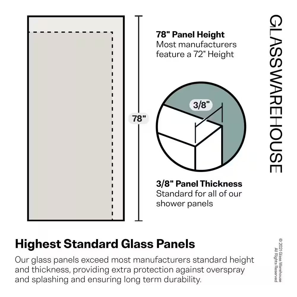 Vela 28.5W x 78H Frameless Shower Door Chrome