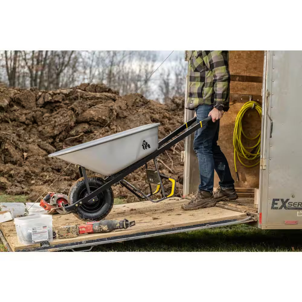 Gorilla 6 cu ft PRO Steel Wheelbarrow, 16 Wheel