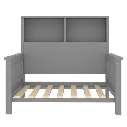 Nestfair Gray Wood Frame Twin Bed with Storage