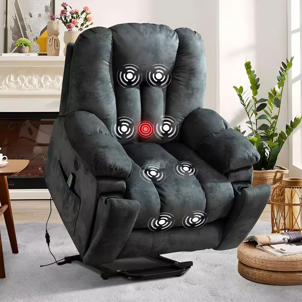 40.6" W Grey Power Lift Recliner