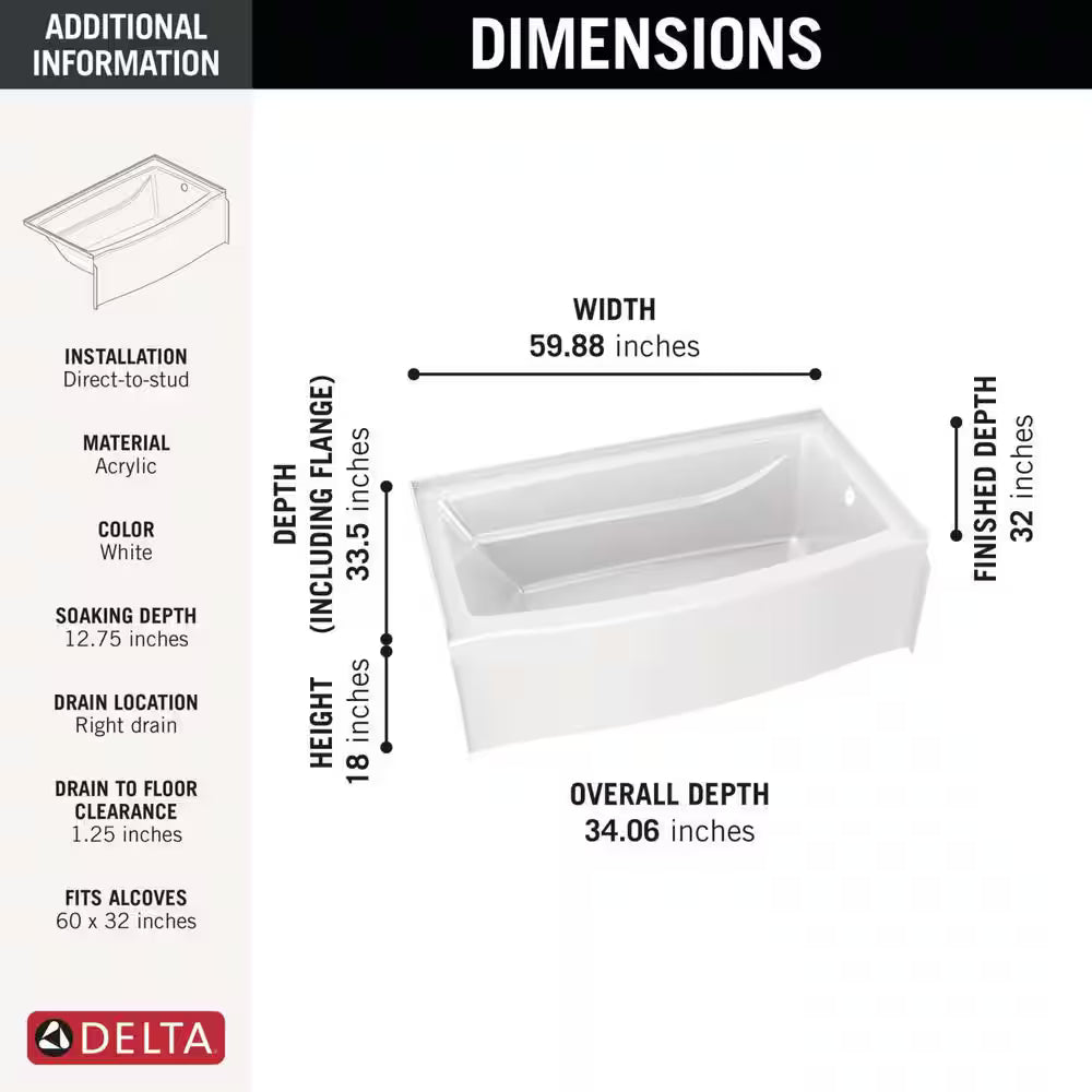 Delta Classic 500 Curve Bathtub 60x32 Right drain