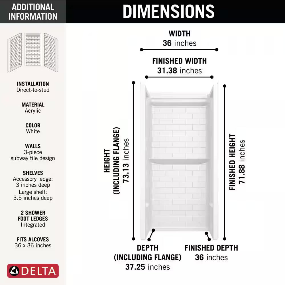 Classic 500 Tile Alcove Shower Wall Surround