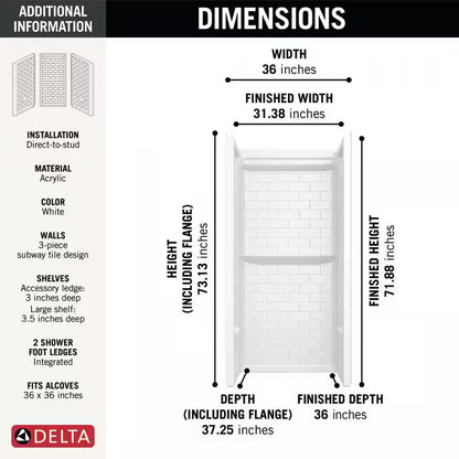 Classic 500 Tile Alcove Shower Wall Surround