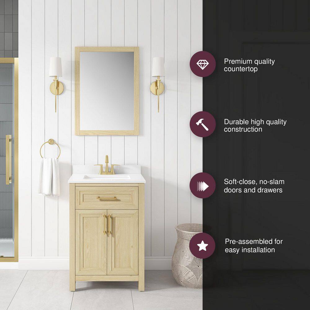 Beaufort 24" Bathroom Vanity, Birch, White Top